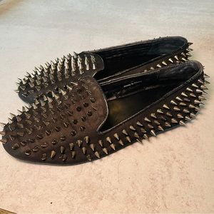 UNIF Hellraiser Black Silver Spike Studded Flats Womens Goth Grunge Metal Sz 7